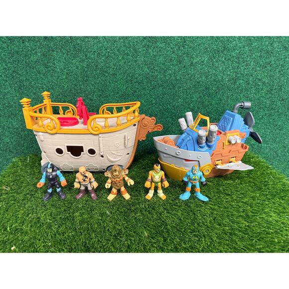 Fisher Price Imaginext Shark Bite Pirate Ships 2015 w/ figures - Picture 1 of 9